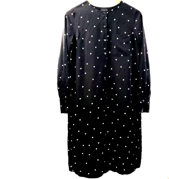 Who What Wear Shirt Dress Polka Dot Large Black White Oversized Long Sleeve - Picture 3 of 14